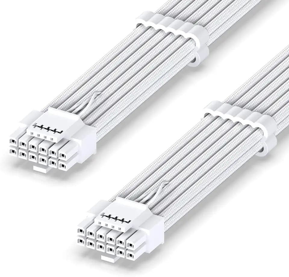 EZDIY-FAB 12VHPWR PSU Sleeved Kabel,12V-2x6,600W,60cm,Reines Weiß