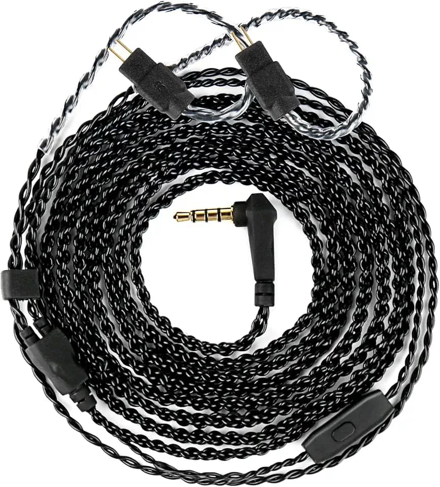 2M 2pin IEM Cable,2-Meter Long Earbud Cords with Silver-Plated Headphone Extension Cable Compatible with Moondrop CHU II,for Truthear Hexa/Zero/Pure,KZ ZST/ZST-X/AS10 (Black, 2PIN 3.5MM with Mic)