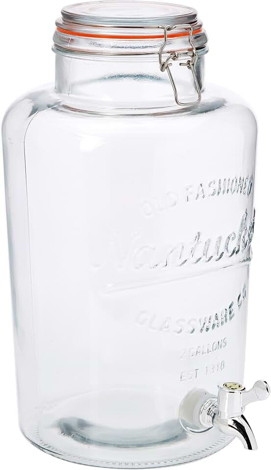 NERTHUS FIH 099 Getränkespender Glas 8 Liter mit Zapfhahn Wasser Saft Partys