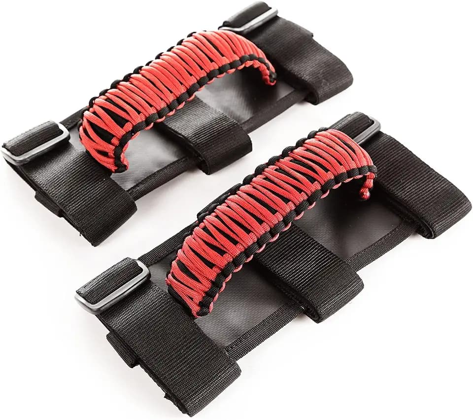Rugged Ridge 13505.31 Grab Handle Kit, Paracord, Red/Black; 55-Current Jeep CJ/Wrangler/Gladiator