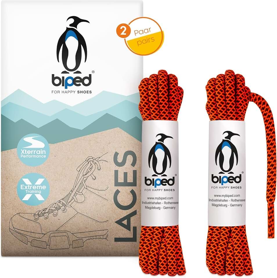 biped LACES 2 Paar bicolor Rope Schnürsenkel rund aus Polyester ø 4,5 mm extra robust - reißfeste bunte Schuhbänder für Outdoor, Trekking und Sport, Stiefel und Sneaker z2918