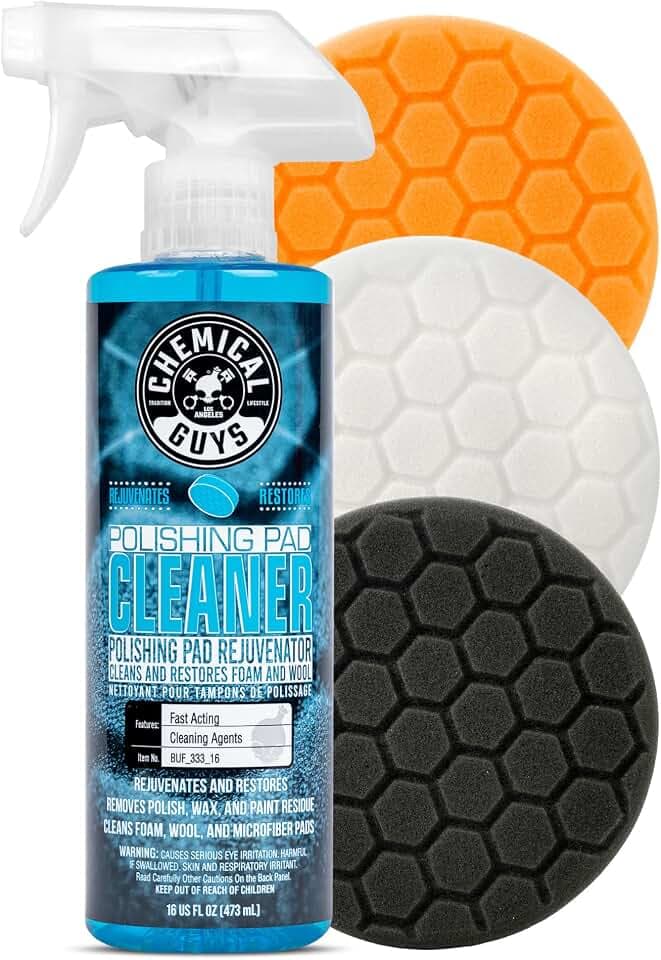 Chemical Guys, 5.5 in Foam Buffing Pad Kit, 3 Pads & Pad Cleaner, 4-Piece