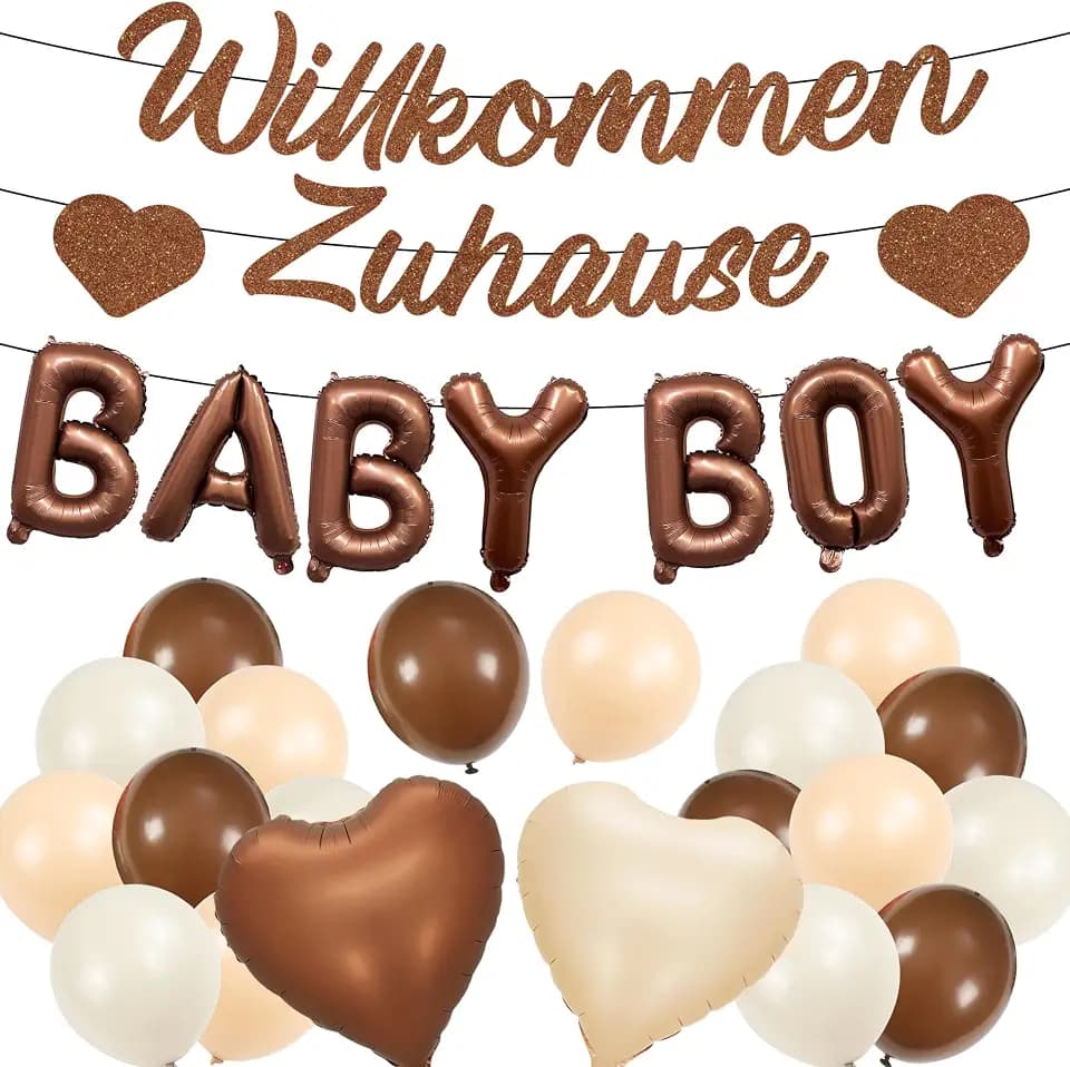 Willkommen Zuhause Baby Deko Junge - 22 Stück Deko für Babyparty