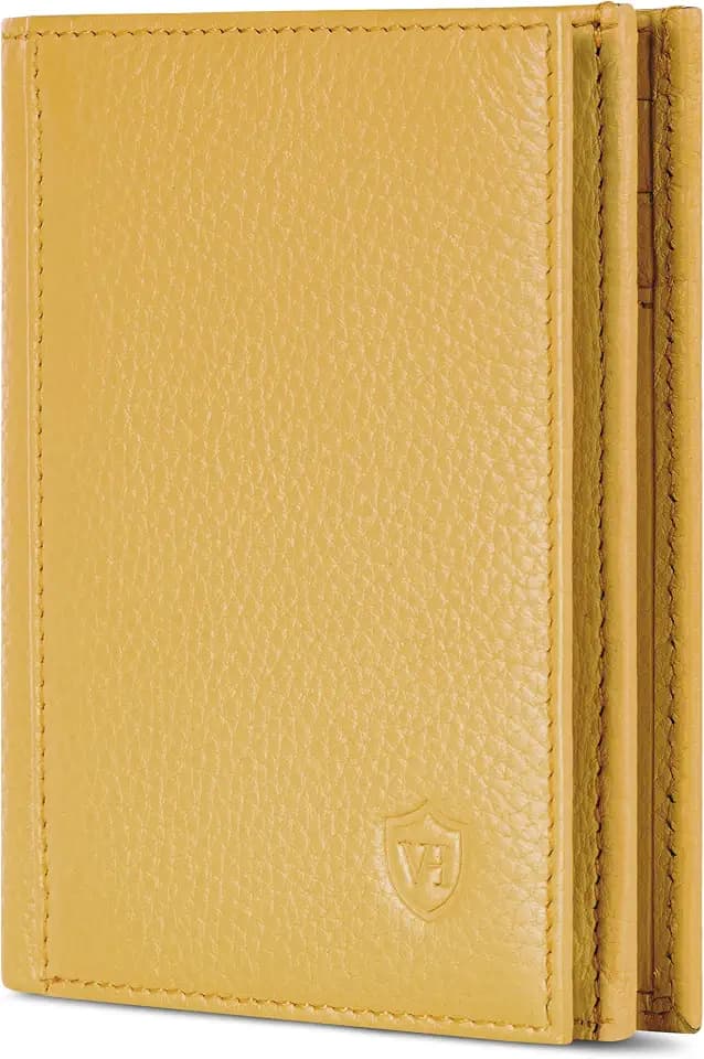 VON HEESEN® Leder Geldbörse mit Münzfach & RFID Schutz Herren & Damen - Echtleder Geldbeutel für Männer & Frauen - Portemonnaie Brieftasche Wallet Portmonee (Gelb)