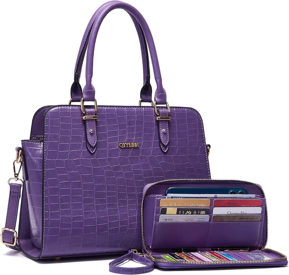 Qiyuer Satchel Purses For Women Handbag And Wallet Set Tote Bag
