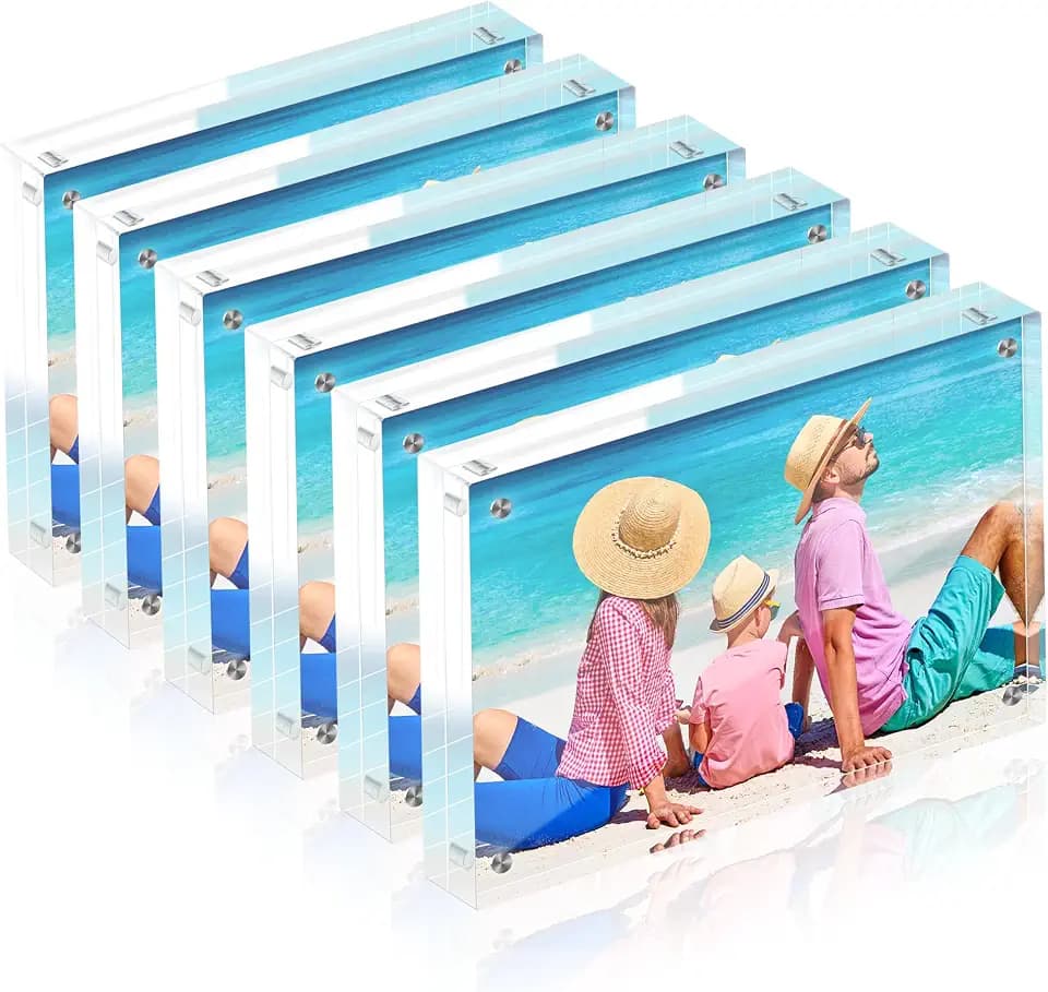 5x7 Acrylic Picture Frame Set of 6, 20mm Thick, Tabletop Display