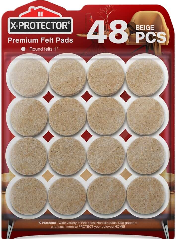 Felt Furniture Pads X-Protector - 48 PCS 1" - Premium Felt Pads (Beige)