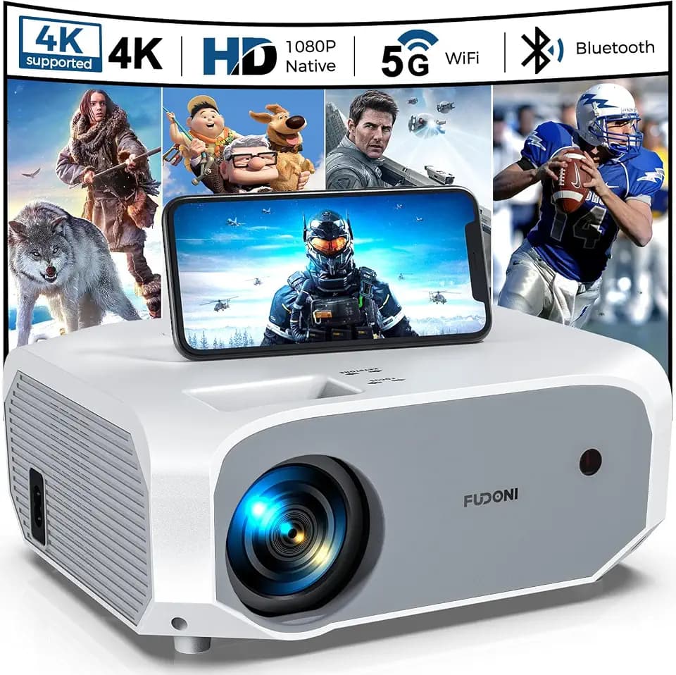 FUDONI Projector with WiFi & Bluetooth, Native 1080P Home Theater Projector