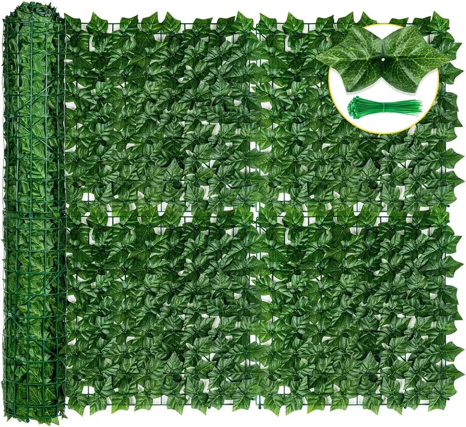 KASZOO 120"x40" Artificial Ivy Privacy Fence Screen - UV-Anti Breathable Faux Ivy Greenery Fence Panels for Patio, Balcony, Garden, Backyard Indoor Outdoor Decor