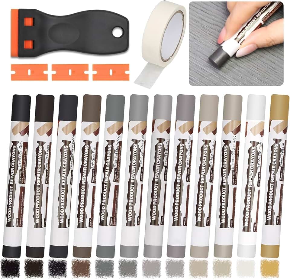 Laminat Reparaturset 12 Farben Grau, Hartwachs Reparaturset