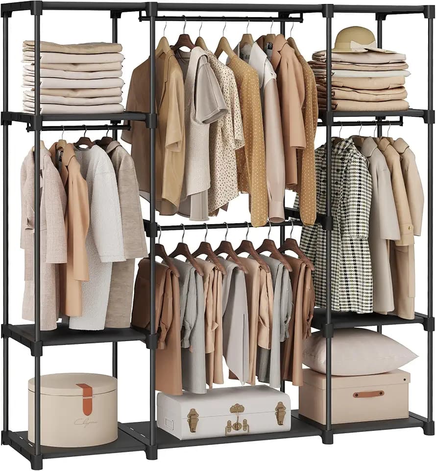 SONGMICS Kleiderschrank, Kleiderständer, 4 Hängefächer, 43 x 151 x 166 cm