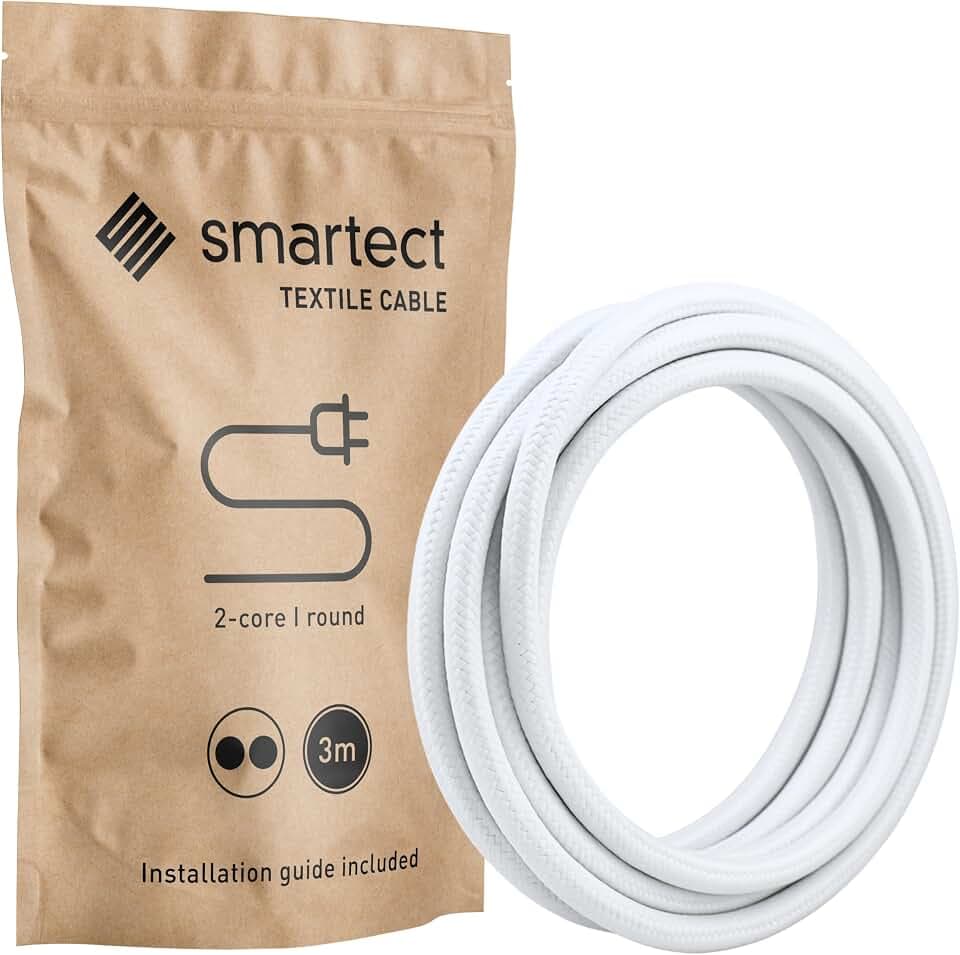 smartect Textilkabel 2-Adrig (2 x 0.75 mm²) Weiß, 3 Meter