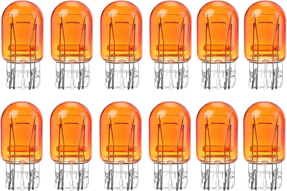 7443NA 7443A Bulb,7444NA T20 Auto Brake Light Bulbs/Tail/Turn Signal 7443 Amber Yellow Orange WY21/5W Long Life Lights fit for Silverado Dodge Dart Sierra Wrangler (12 pack bulk)