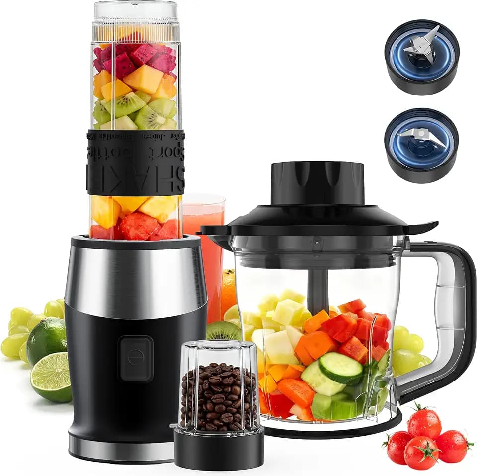 Smoothie-Mixer, 700W Smoothie-Blender, Tragbarer Lebensmittel-Hacker und -Schleifer, 570ml BPA-freier Behälter, 300ml Mahlbecher, 1200ml Krug, Küchenprozessor-Blender (TB18SM)