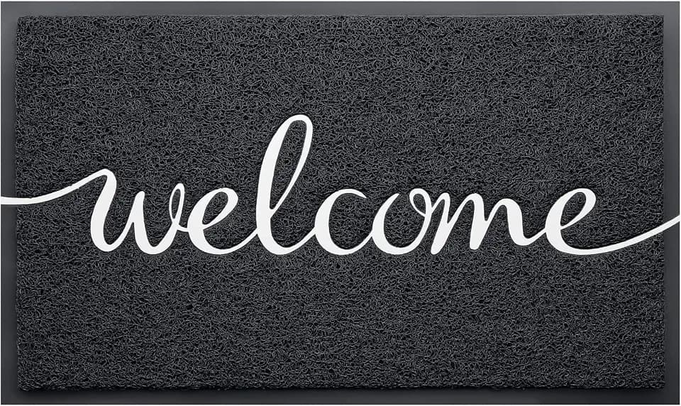 Black Door Mat Welcome Mats Outdoor Indoor Doormat for Entryway Floor Mat
