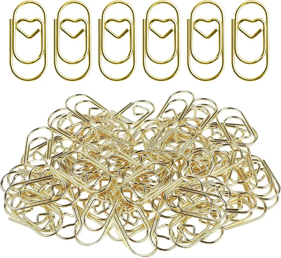 Büroklammern Herz Gold 200 Stück Büroklammer Papierklammern Herz Metall Büroklammern Motiv Klein für Büro Schule Hochzeit