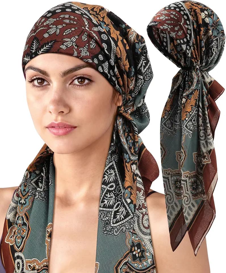 Mesovor Chemo kopftücher für Damen, Vorgebundenes Kopftuch Elastischer Bambus Turban Kopftuch bei Haarausfall weiches Bandana