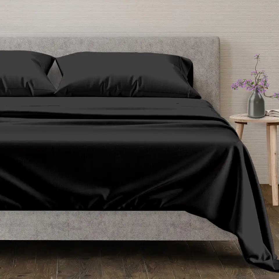 Mayfair Linen 100% Egyptian Cotton Split King Sheets Sets for Adjustable Bed - Luxury High 600 Series Voyage Collection Split King Sheets (5 PC, Black), Soft Cooling 16" Deep Pocket Hotel Sheet