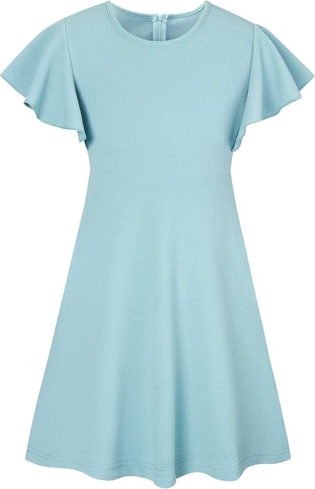 SFreeBo Kleid Mädchen Sommer Kinder Kleider Mädchen Rundhals Knielang Schulanfang Sommerkleid Mädchen 134-140,Blau