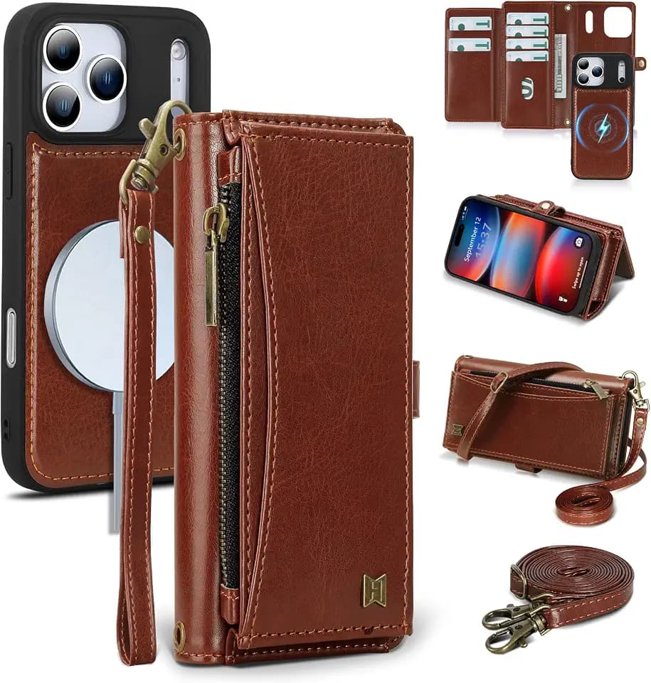 Wallet Case for iPhone 18 Pro Max/17 Pro Max,RFID Blocking,Brown