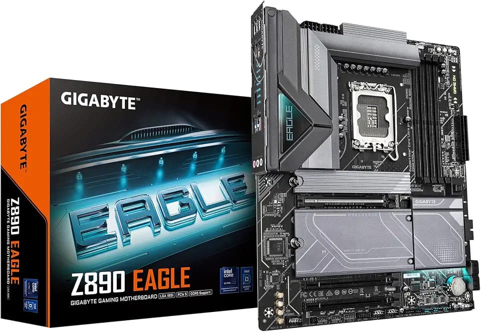GIGABYTE Z890 Eagle Motherboard - Unterstützt Intel Core Ultra (Serie 2) CPUs, 14+1+2 Phasen VRM, bis zu 8800MHz DDR5 (OC), 1x PCIe 5.0 M.2 + 3X PCIe 4.0 M.2, 2,5GbE LAN, USB4