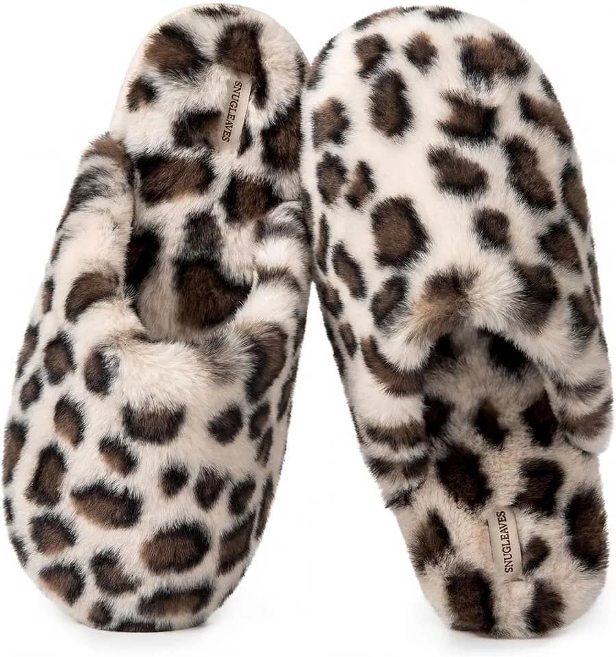 Snug Leaves Women's Fuzzy Scuff Slippers Memory Foam Non-slip House Shoes