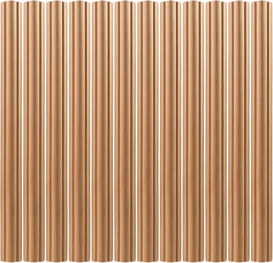 Nsrisml 12Pcs Wood Appliques Onlays, Unpainted Rosette Trim Decal for Furniture Cabinet Door Bed Wall Decor (1.18"x15.75")