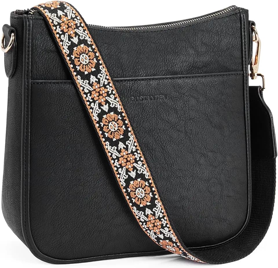 BOSTANTEN Crossbody Bags for Women Vegan Leather Purse Wide Shoulder Strap