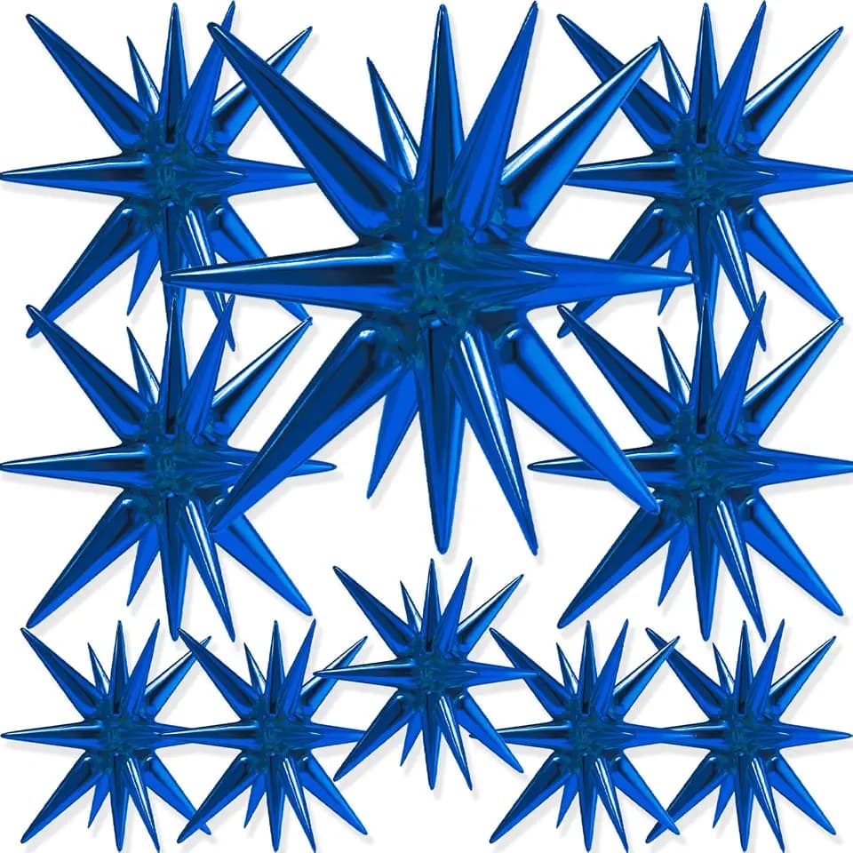 PartyWoo Navy Blue Star Spike Balloons 10pcs Explosion Foil Mylar Balloons