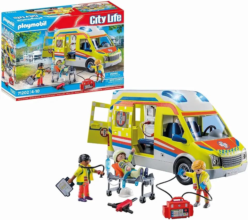 PLAYMOBIL | City Life | Rettungswagen | mit Licht und Soundeffekten | Spielzeug für Kinder ab 4 Jahren | 71202