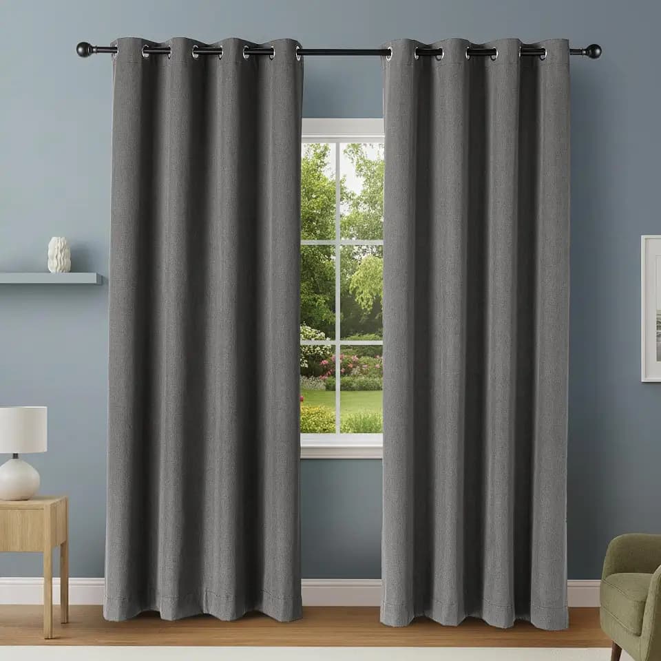Amazon Basics 100% Verdunkelungsvorhänge mit Ösen, 2er Set, 132 x 244 cm, Schwarz