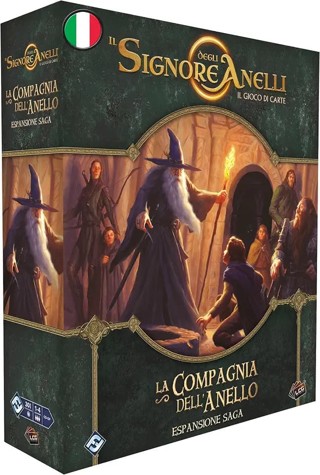 Asmodee – Der Herr der Ringe, Das Kartenspiel: Die Gesellschaft des Rings, Erweiterung Saga, 1–4 Spieler, ab 14 Jahren, italienische Ausgabe