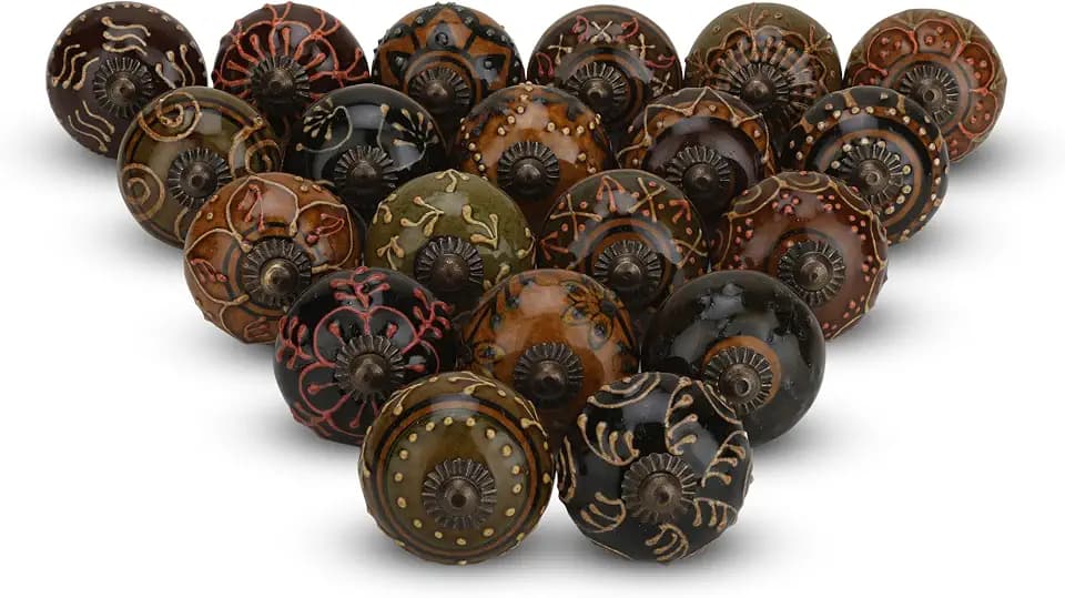 Dark Assorted Ceramic Cabinet Knobs Pack of 12