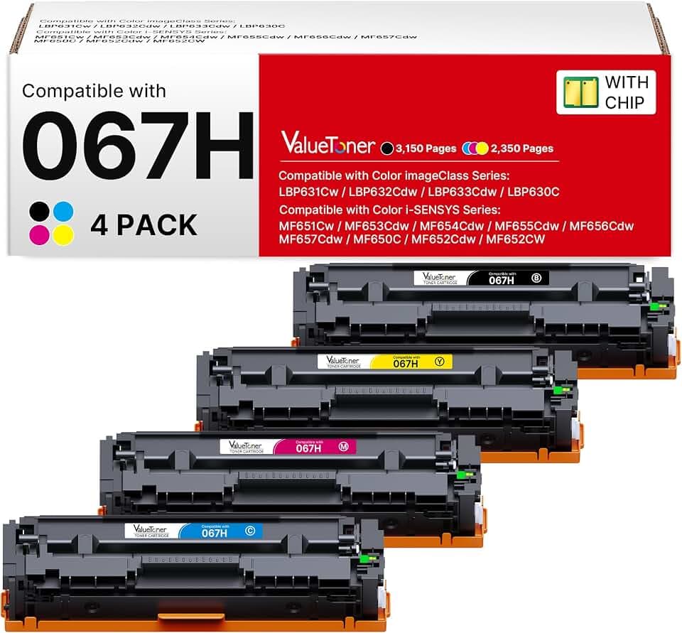 067H Toner Cartridge 4 Pack Replacement for Canon 067h Toner Cartridge Set