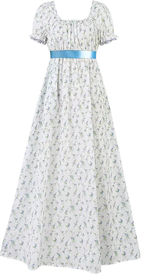 Regency Dress 1800s Victorian Ball Floral,Regular to Plus Sizes