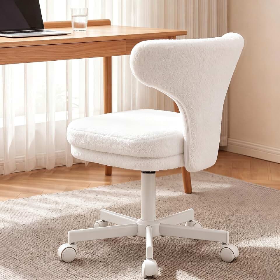 GTPLAYER Swivel Office Desk Chair with Wheels, Adjustable Height Vanity Chair with Back Support, Comfy Rolling Stool for Home Office, Bedroom & Makeup Vanity, Sweet Gift for Girls and Women