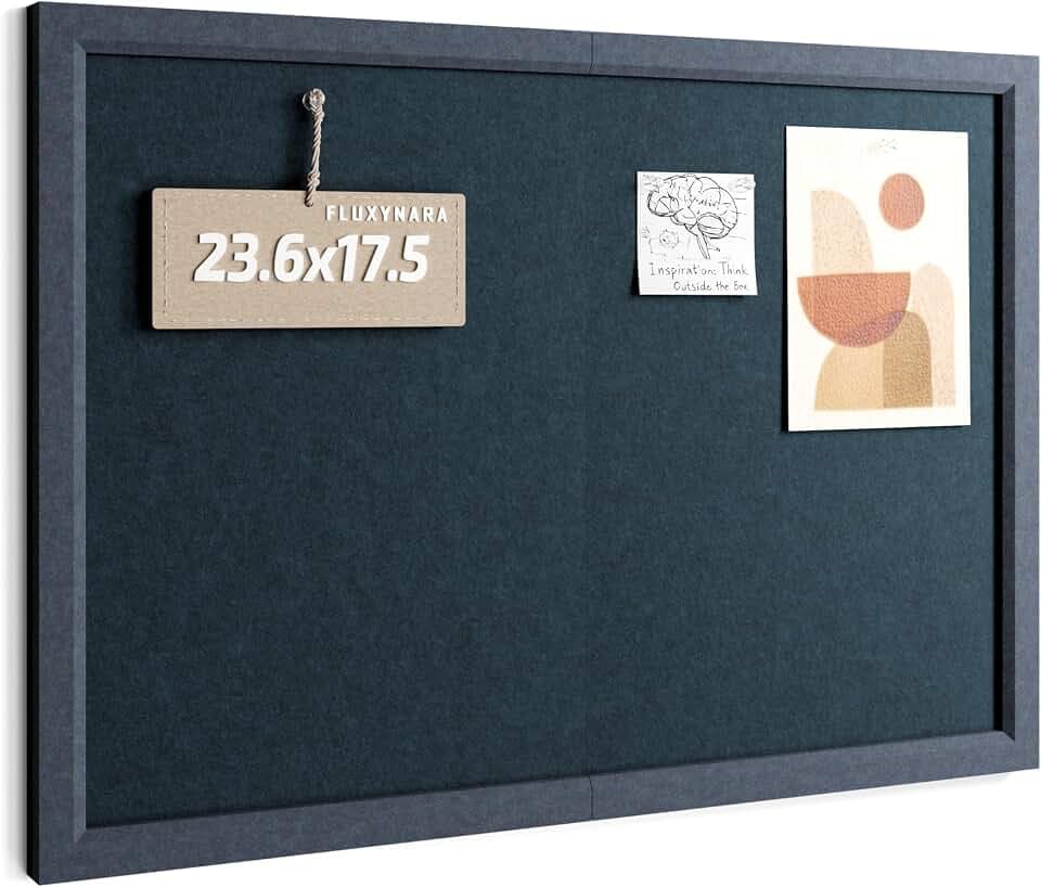 Fluxynara Framed Felt Bulletin Board, 23.6" x 17.1", Carbon Blue