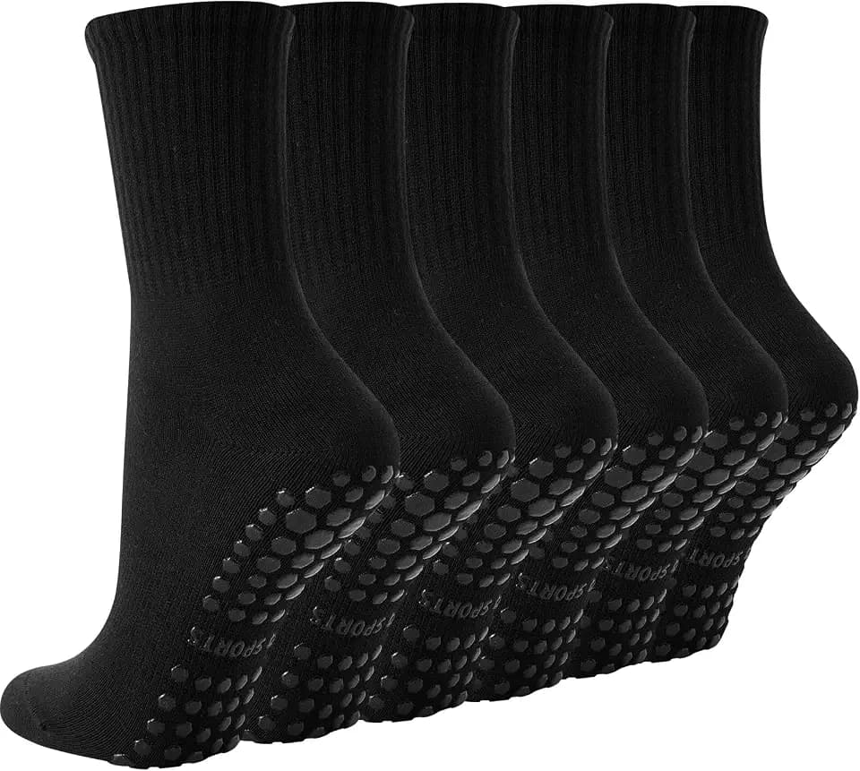 BONANGEL Pilates Socks with Grips for Women, 3 Pairs Womens Grippy Socks