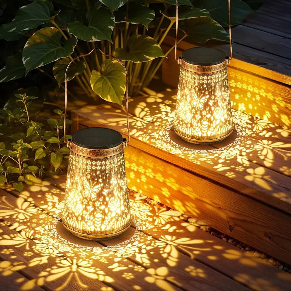 2 Pack Solar Lanterns Outdoor Waterproof, Birthday Gifts for Women Mom
