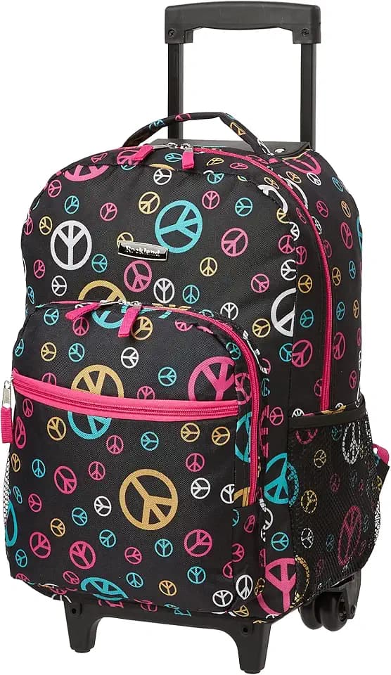 Rockland Double Handle 17" Rolling Backpack, Peace