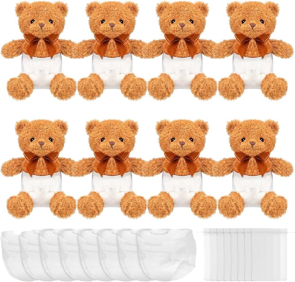 Seenelling 8 Sets Bear Blindfolded Diaper Changing Baby Shower Games