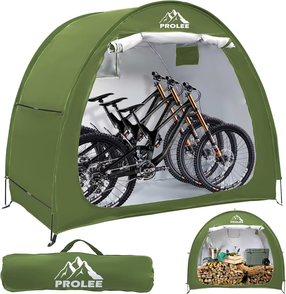 PROLEE Bike Storage Tent for 2-3 Bikes, 6.6 FT Waterproof Outdoor Bike Shed