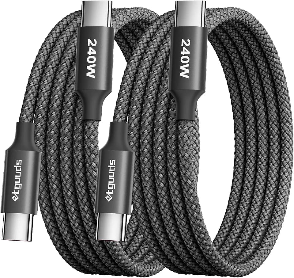 etguuds 240W USB C to USB C Cable 6ft, 2-Pack C to C Cable Fast Charging