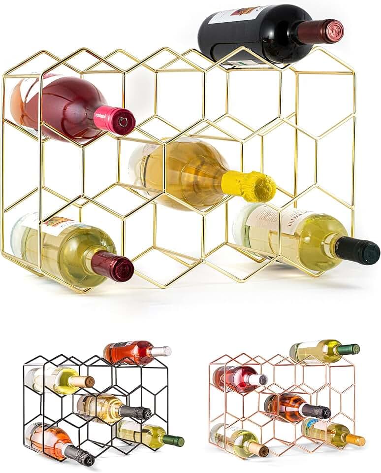 Gusto Nostro Weinregal für den Tisch - Modernes Schwarzes Metall für 14 Flaschen - 3-Stufiges Klein - Flaschenregal für Tisch, Schrank & Speisekammer - Keine Montage Erforderlich