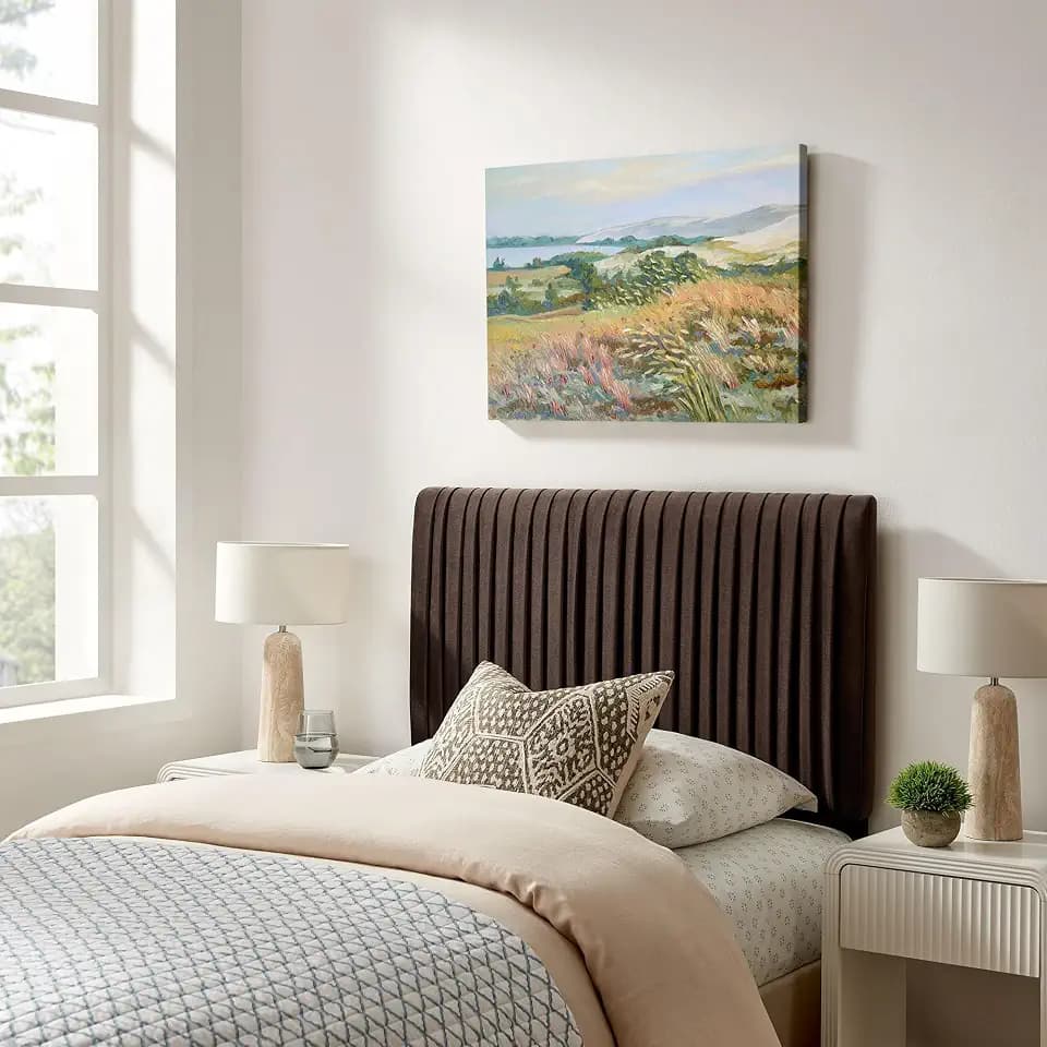 Modway Eloise Twin Velvet Headboard with Ruched Details in Chocolate Brown - Modern Bed Headboard Only with Stain-Resistant Performance Upholstery, Height-Adjustable Mount