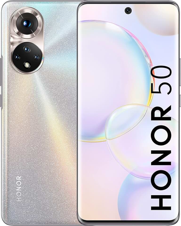HONOR 50 Smartphone 5G, Mobiltelefon ohne Simlock mit 8+256 GB und 108-MP-Kamera, Dual-SIM Handy, Abgerundetem 6,57-Zoll-Bildschirm mit 120 Hz und Android 11,Globale Version Frost Crystal