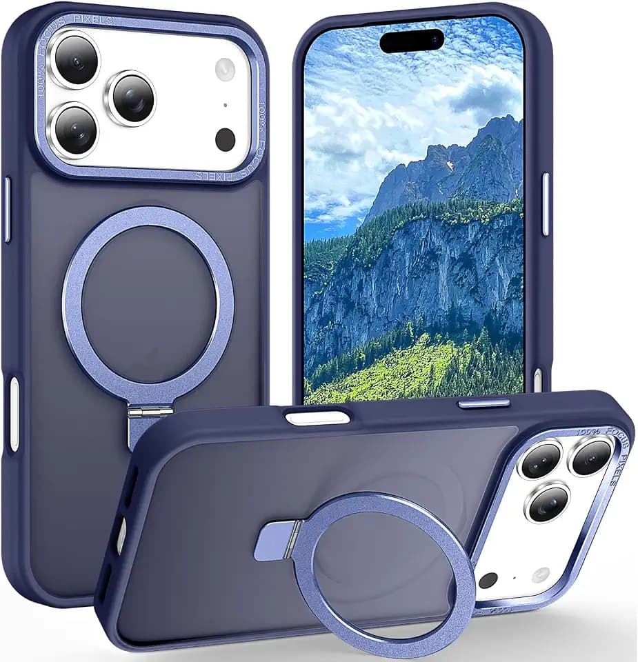 Magnetic for iPhone 17 Pro Max Case with Ring Stand, Blue