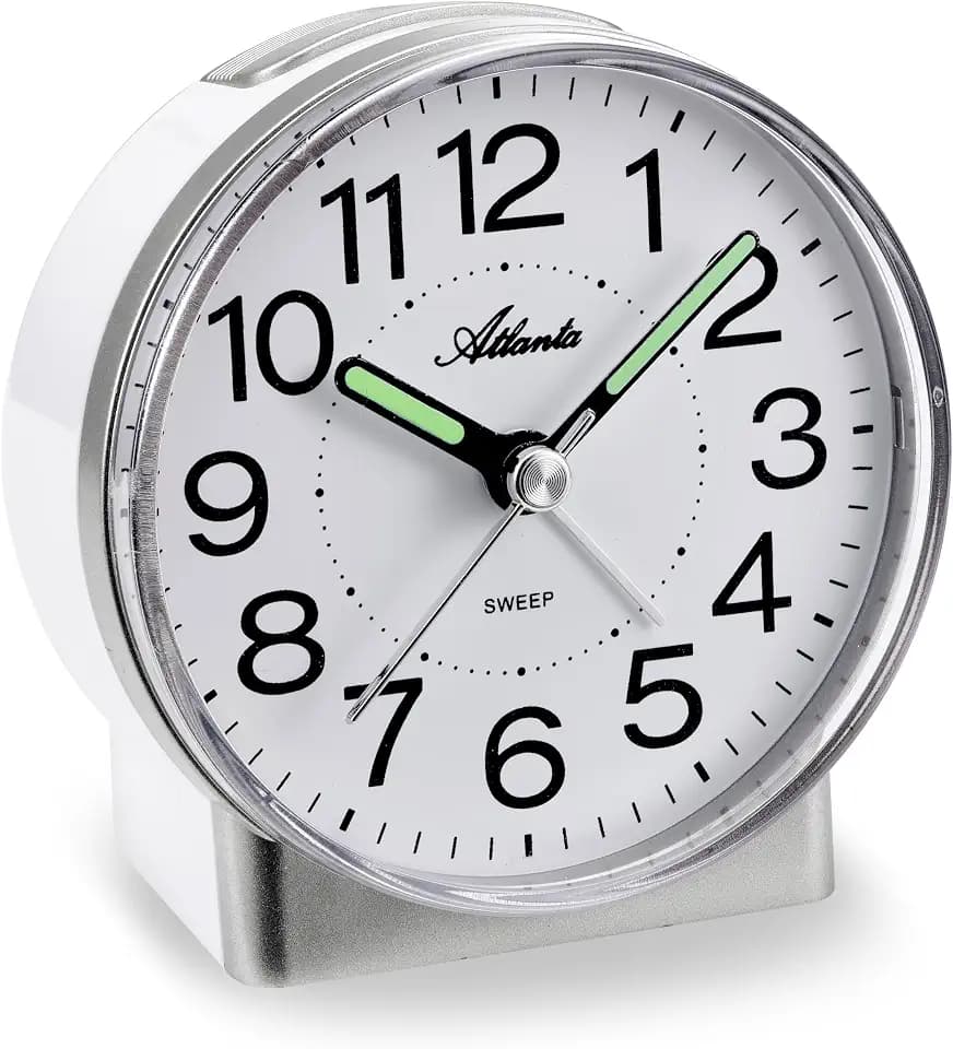 Atlanta Quarzwecker ohne Ticken Schleichende Sekunde Analog Licht - 2118/19 Silber