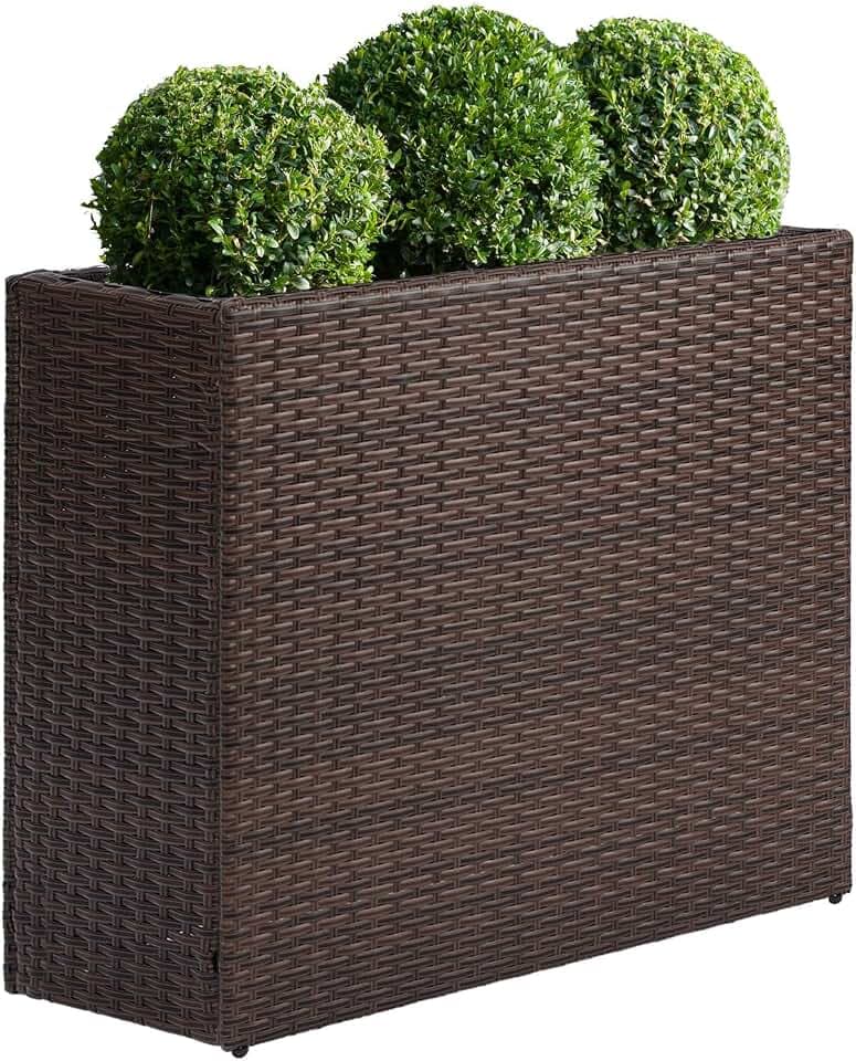SUNNYPARK Large Rectangular Planter for Outdoor Rattan Block Box 32x11x24''