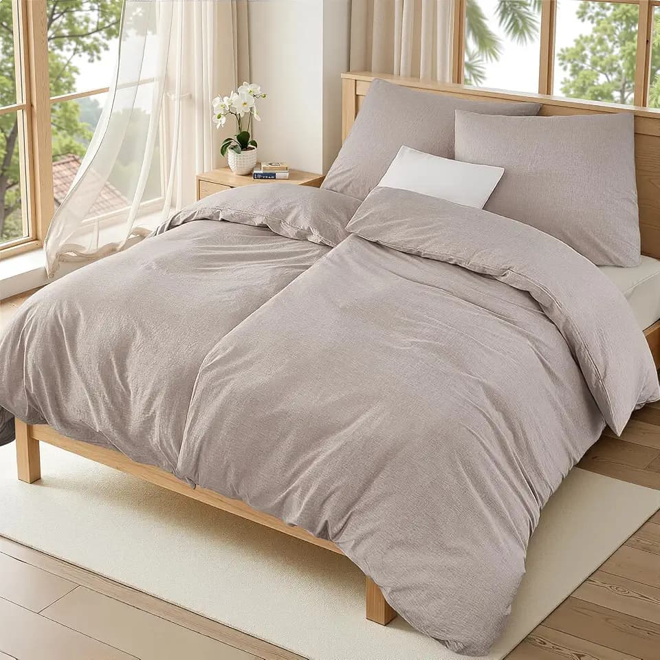 Bettwäsche 135x200 Baumwolle 4teilig Leinen-Optik,Superweiche 100% Vorgewaschene Baumwolle ÖKO-TEX Hochwertige Sommer 2 Bettbezüge 135x200+2 Kissenbezüge 80x80 alle mit Reißverschluss